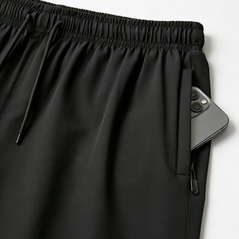 4 piezas Shorts deportivos casuales de verano para hombres, con bolsillos con cremallera - Tela transpirable, diseño atlético con bolsillo resguardado para teléfono y tira reflectante